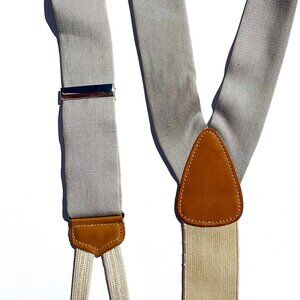 Trafalgar Men’s Chrome Gray Silk Linen blend Suspenders Braces